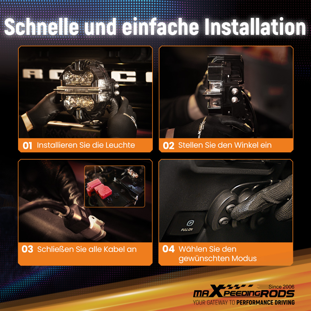 Luci LED Pod da 5pollici, fascio luminoso RGB DRL, luce fuoristrada bianca ambra