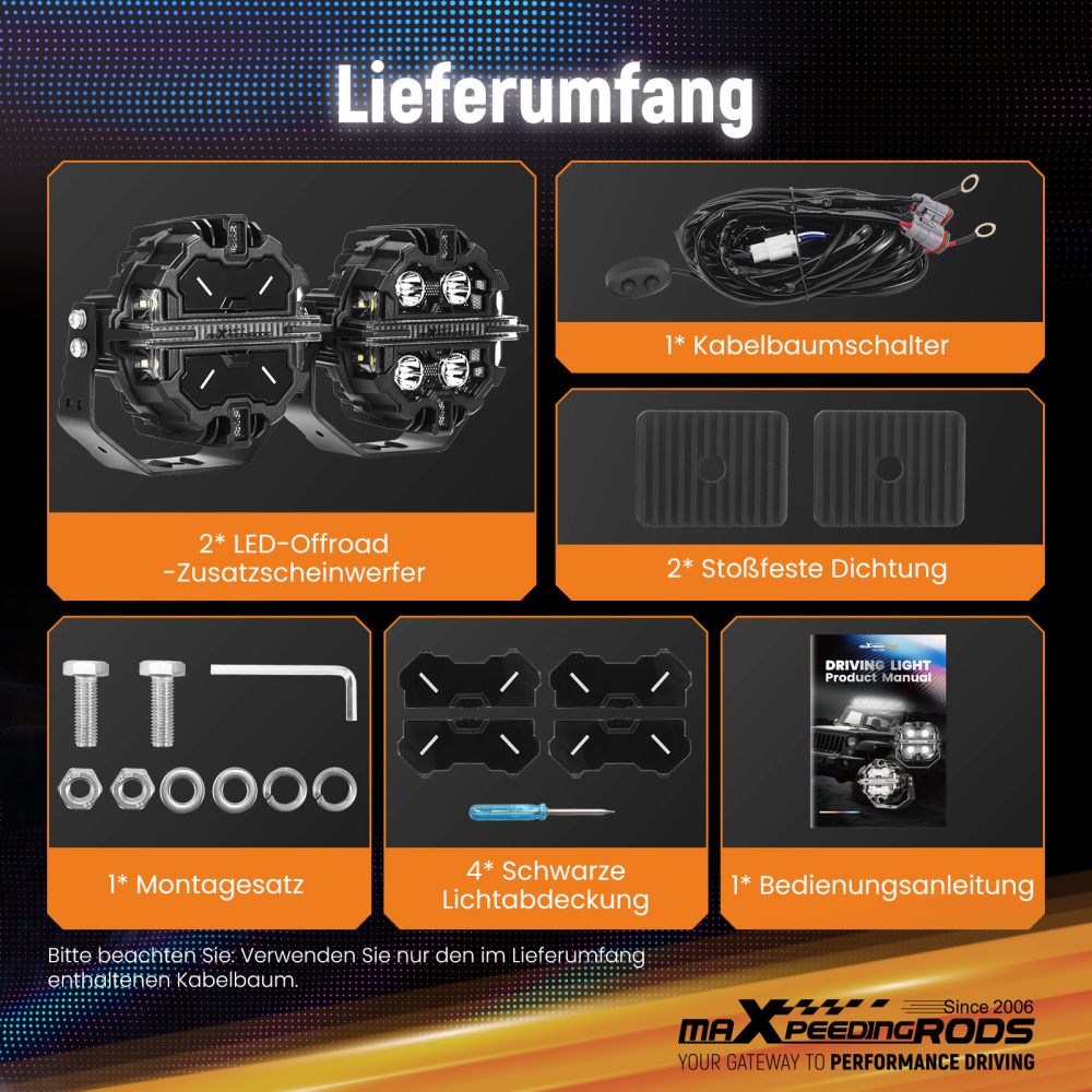 Luci LED Pod da 5pollici, fascio luminoso RGB DRL, luce fuoristrada bianca ambra