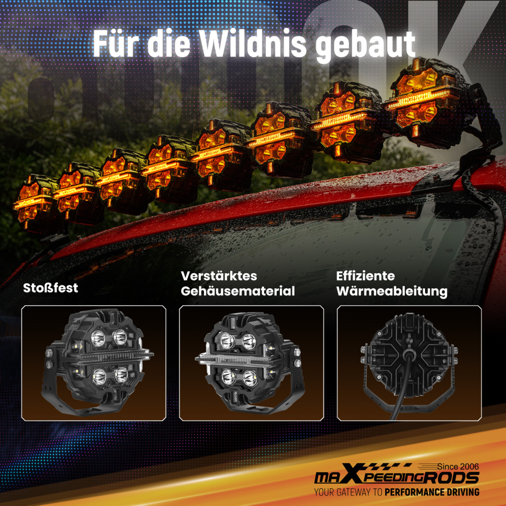 Luci LED Pod da 5pollici, fascio luminoso RGB DRL, luce fuoristrada bianca ambra