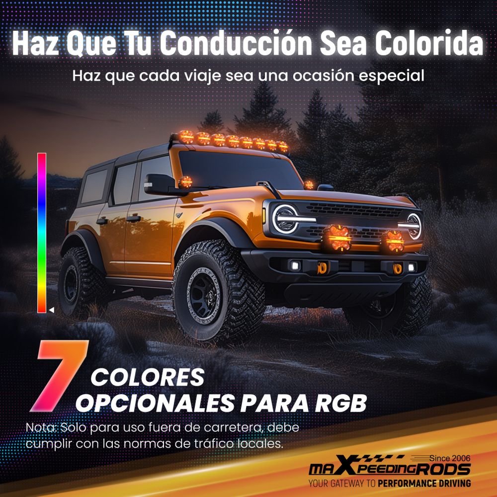 Luci LED Pod da 5pollici, fascio luminoso RGB DRL, luce fuoristrada bianca ambra