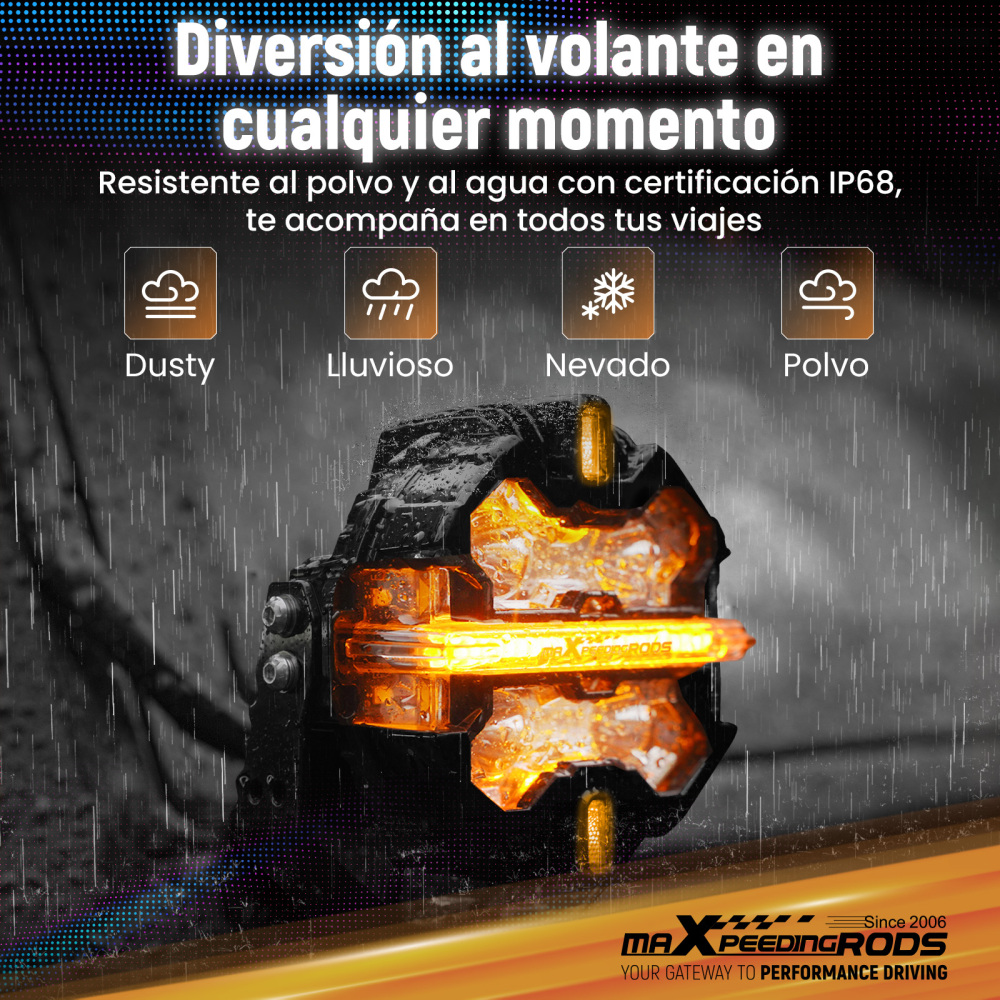 Luci LED Pod da 5pollici, fascio luminoso RGB DRL, luce fuoristrada bianca ambra