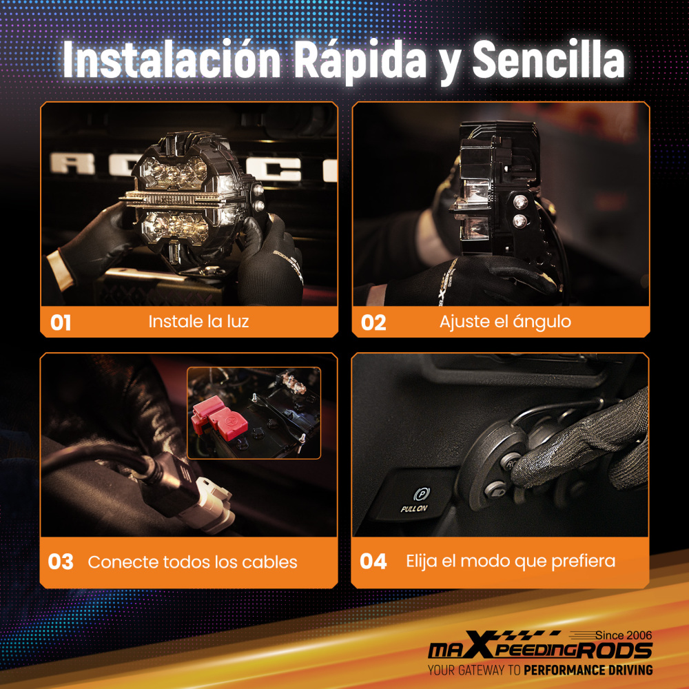 Luci LED Pod da 5pollici, fascio luminoso RGB DRL, luce fuoristrada bianca ambra