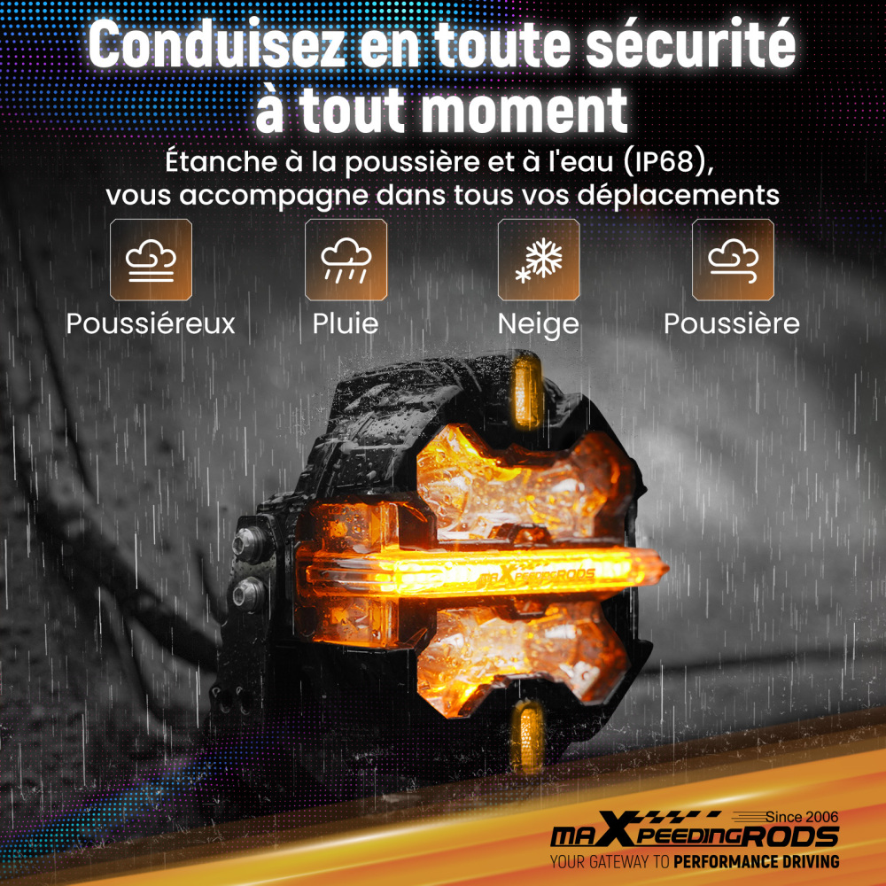 Luci LED Pod da 5pollici, fascio luminoso RGB DRL, luce fuoristrada bianca ambra