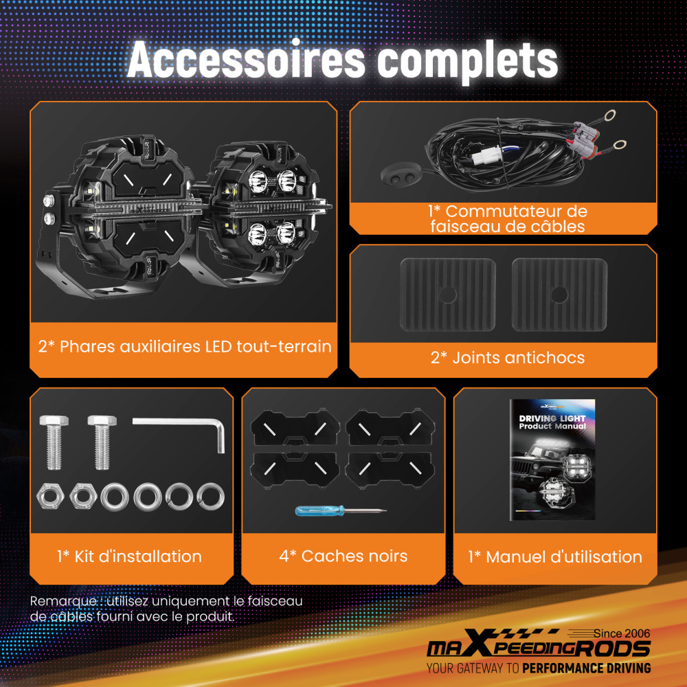 Luci LED Pod da 5pollici, fascio luminoso RGB DRL, luce fuoristrada bianca ambra