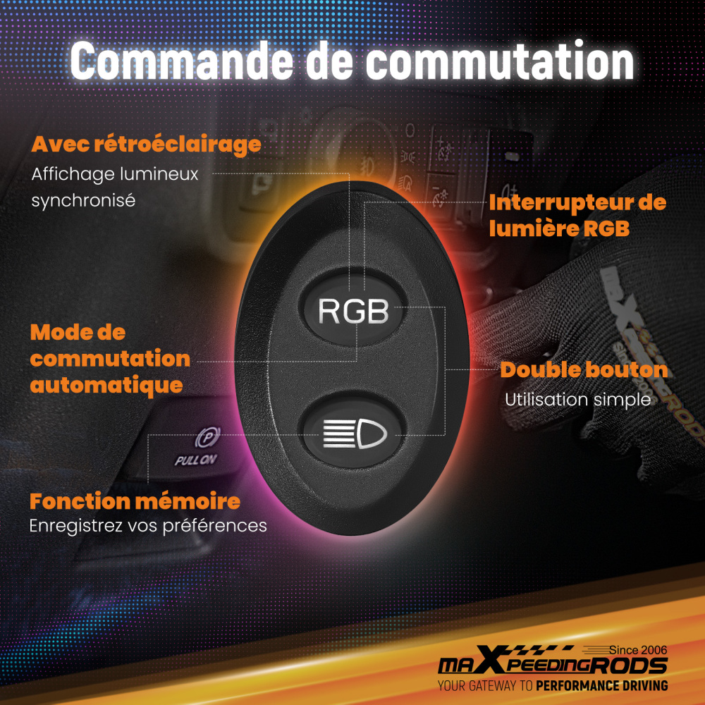 Luci LED Pod da 5pollici, fascio luminoso RGB DRL, luce fuoristrada bianca ambra