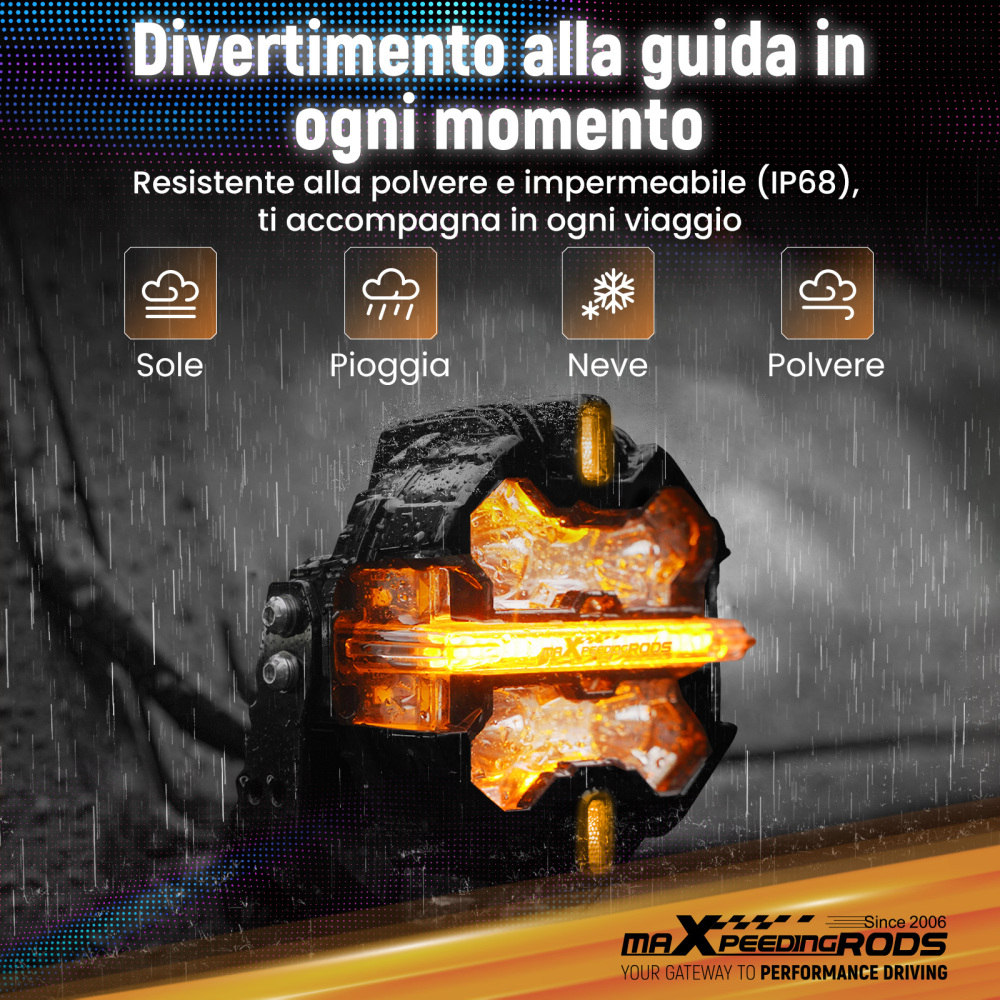 Luci LED Pod da 5pollici, fascio luminoso RGB DRL, luce fuoristrada bianca ambra