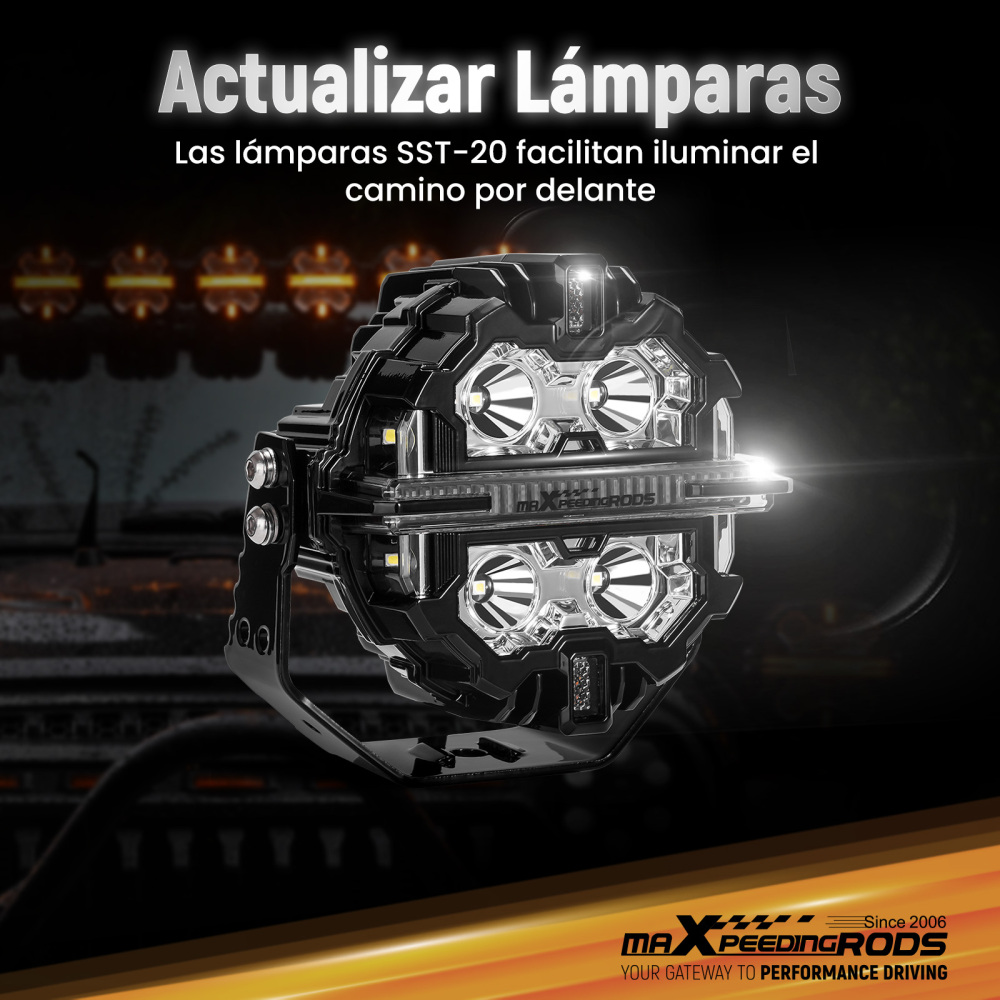 Luci di guida a LED da 5 per fuoristrada, bianche + ambra, DRL, IP68, 178 W