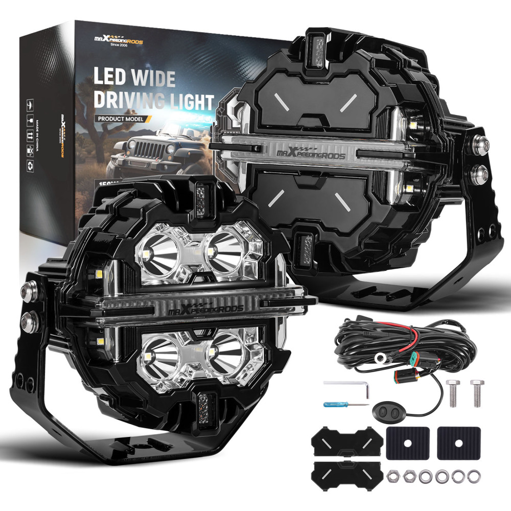 Luci di guida a LED da 5 per fuoristrada, bianche + ambra, DRL, IP68, 178 W