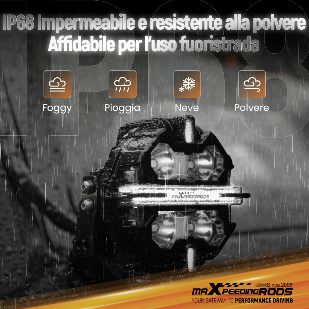 Luci di guida a LED da 5 per fuoristrada, bianche + ambra, DRL, IP68, 178 W