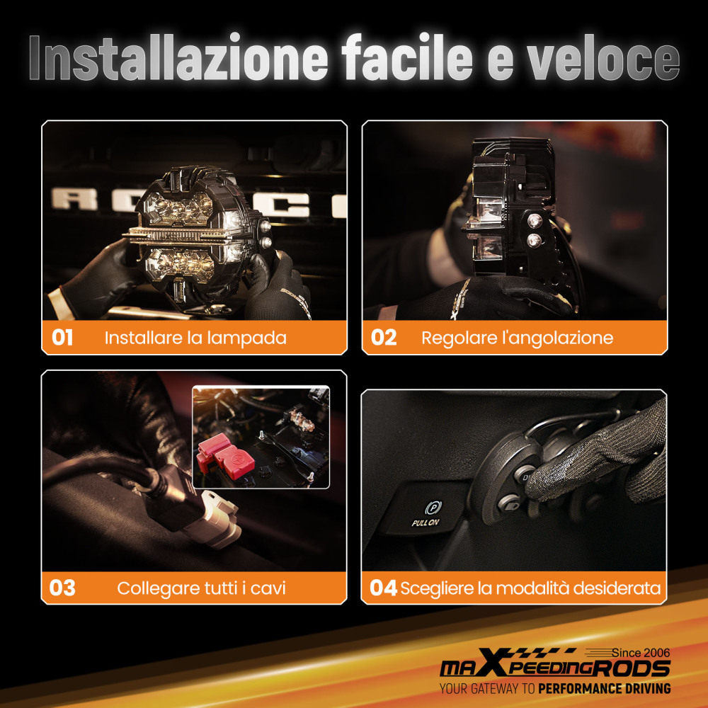 Luci di guida a LED da 5 per fuoristrada, bianche + ambra, DRL, IP68, 178 W