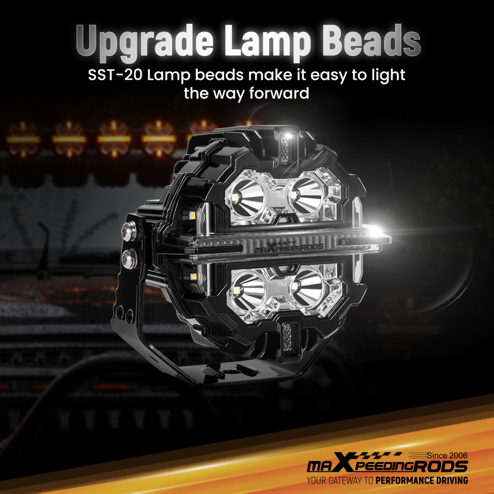 5inch Round 178W LED Driving Light Spot Beam DRL Amber 3000K compatible for White 6000K IP68