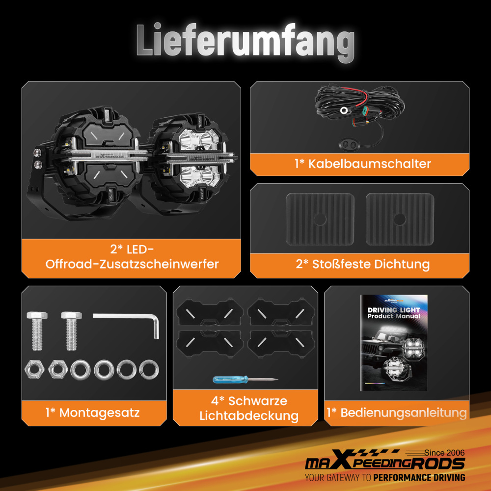 Luci di guida a LED da 5 Spot Flood Combo 178W Bianco DRL Off Road Light Pods