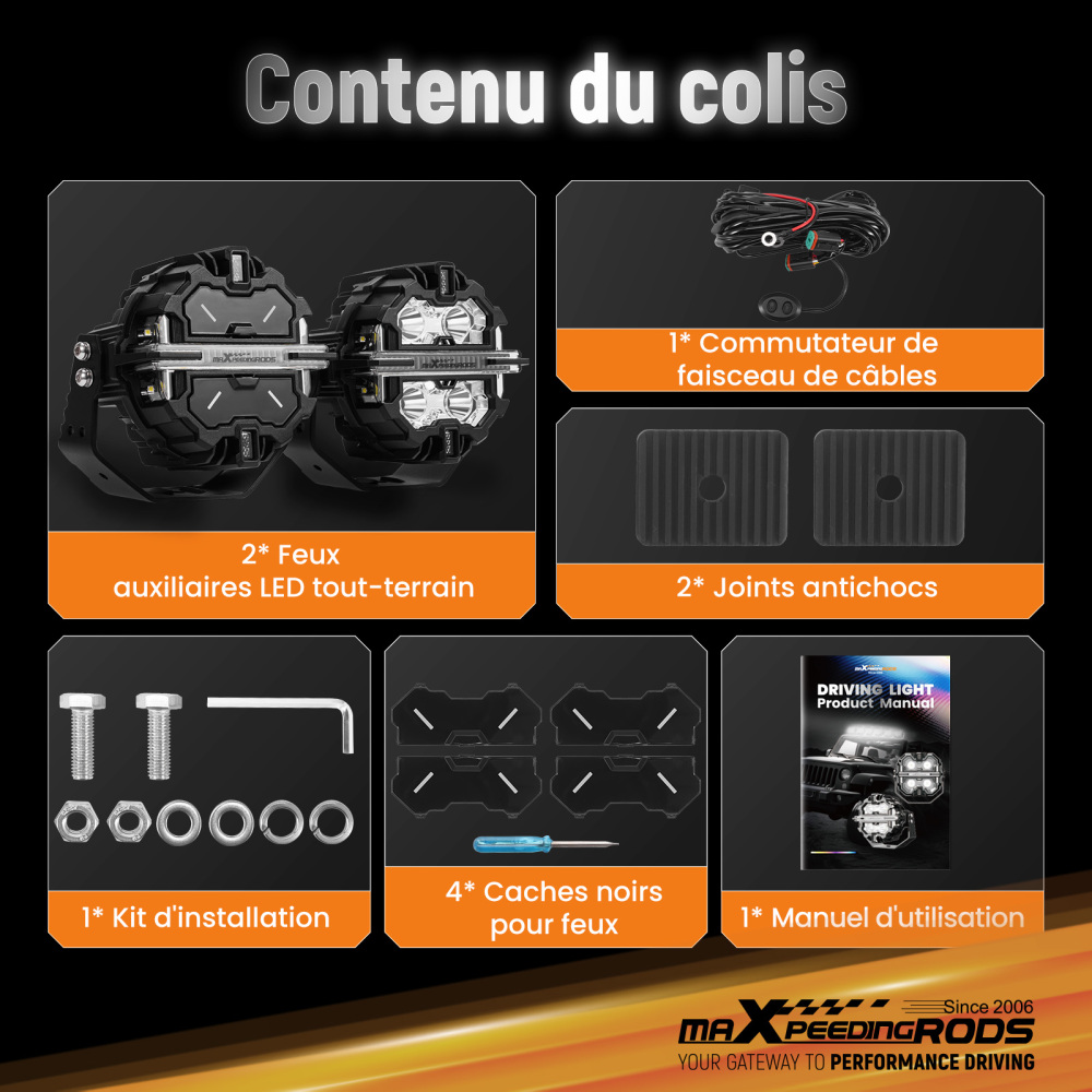 Luci di guida a LED da 5 Spot Flood Combo 178W Bianco DRL Off Road Light Pods