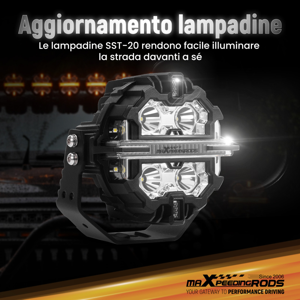 Luci di guida a LED da 5 Spot Flood Combo 178W Bianco DRL Off Road Light Pods