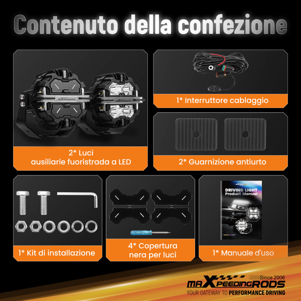 Luci di guida a LED da 5 Spot Flood Combo 178W Bianco DRL Off Road Light Pods