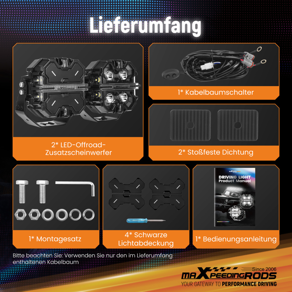 5inch Square 212W LED Driving Light Bar Spot Flood Combo RGB DRL Off Road IP68