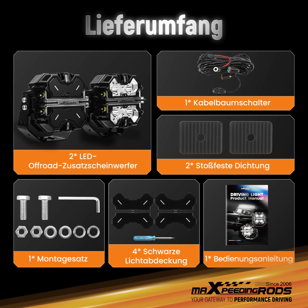 Kit luci di guida a LED compatibile per Jeep UTV Spot Beam Side Shooter 21360LM Bianco 6000K
