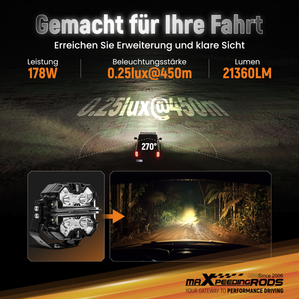 Kit luci di guida a LED compatibile per Jeep UTV Spot Beam Side Shooter 21360LM Bianco 6000K