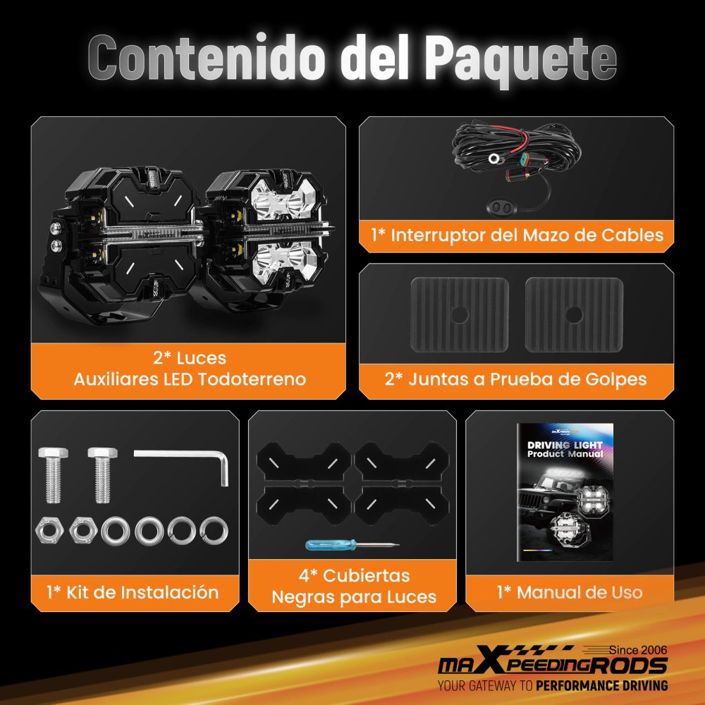 Kit luci di guida a LED compatibile per Jeep UTV Spot Beam Side Shooter 21360LM Bianco 6000K