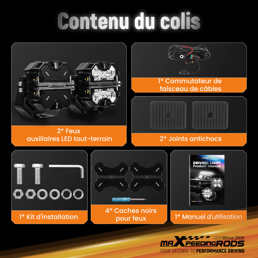 Kit luci di guida a LED compatibile per Jeep UTV Spot Beam Side Shooter 21360LM Bianco 6000K