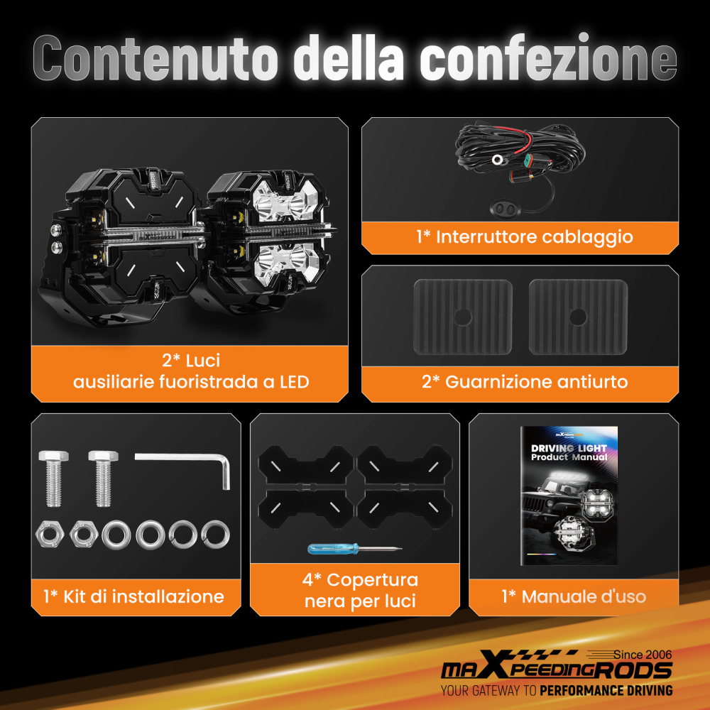 Kit luci di guida a LED compatibile per Jeep UTV Spot Beam Side Shooter 21360LM Bianco 6000K