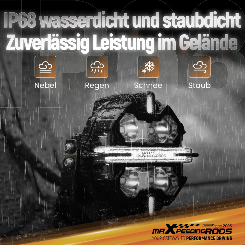 Luce di guida a LED fuoristrada con fascio di luce laterale bianco e ambra DRL