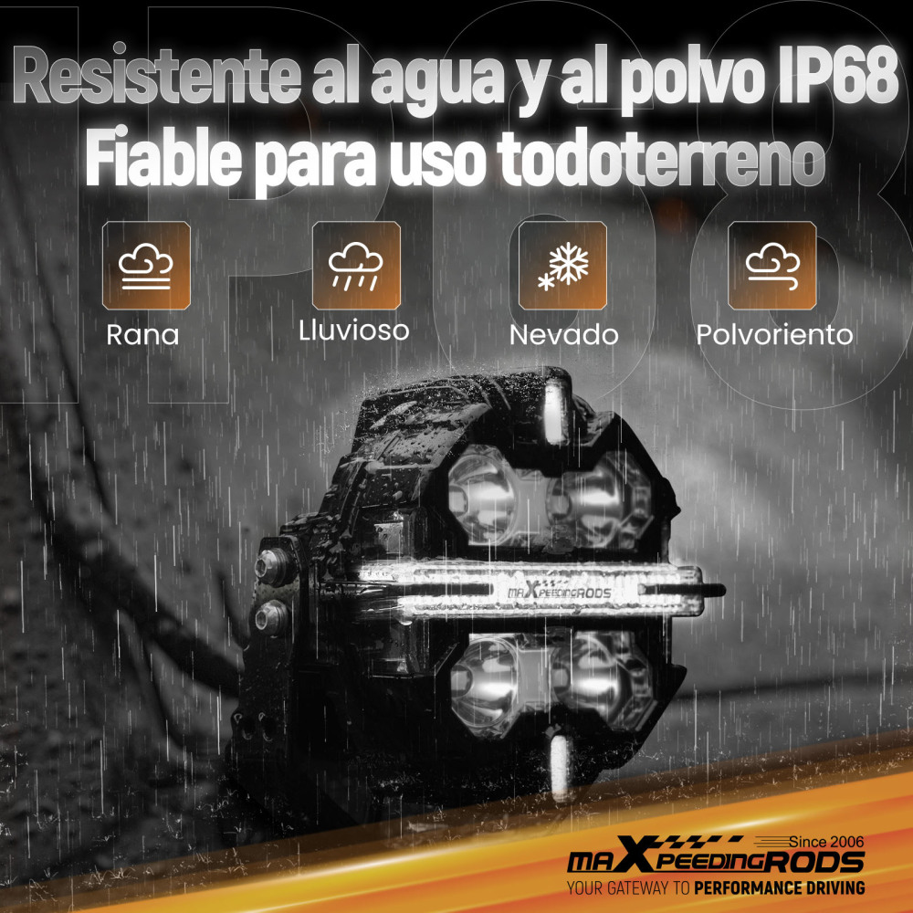 Luce di guida a LED fuoristrada con fascio di luce laterale bianco e ambra DRL