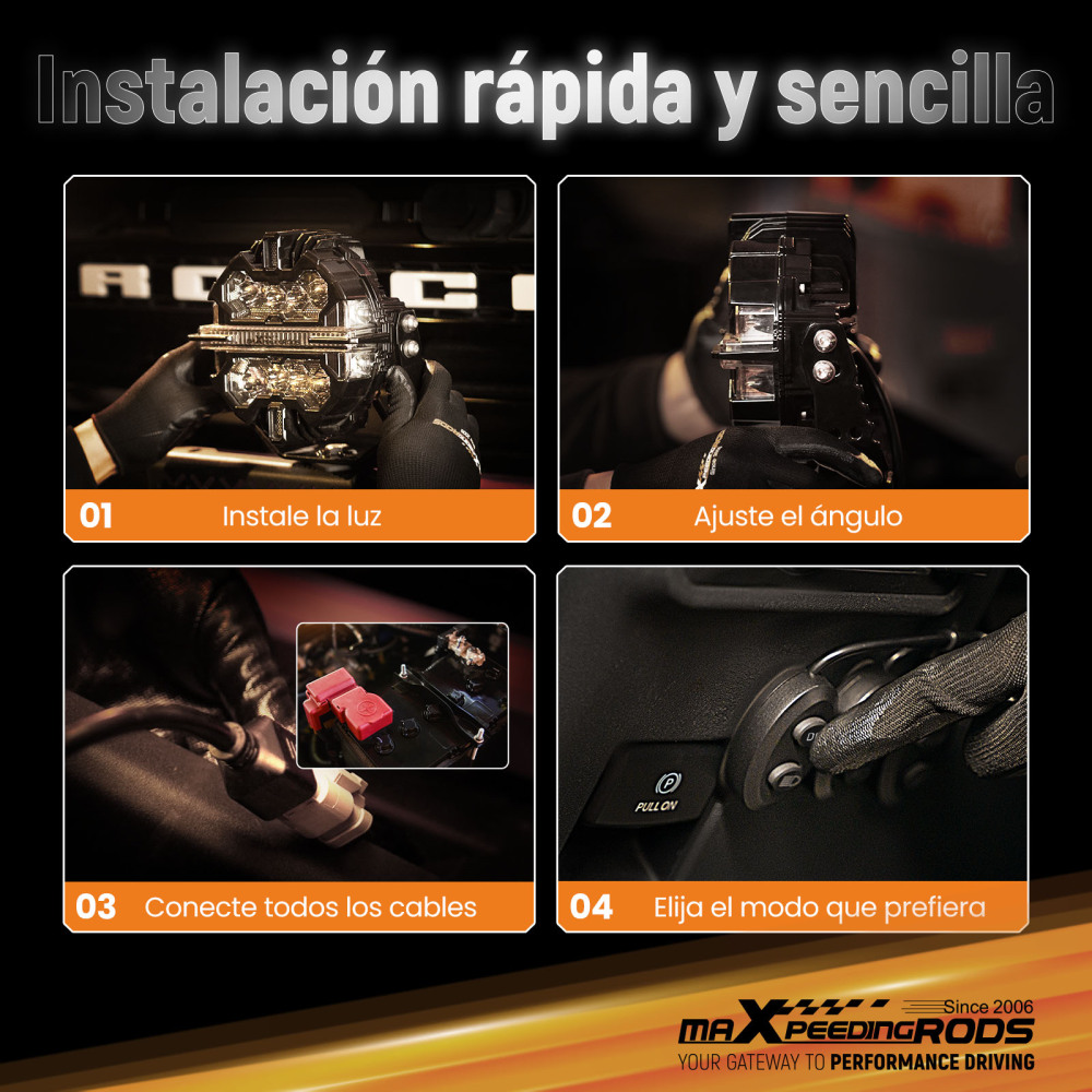 Luce di guida a LED fuoristrada con fascio di luce laterale bianco e ambra DRL