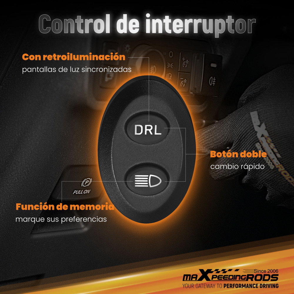 Luce di guida a LED fuoristrada con fascio di luce laterale bianco e ambra DRL