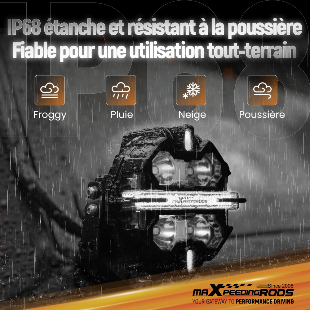 Luce di guida a LED fuoristrada con fascio di luce laterale bianco e ambra DRL