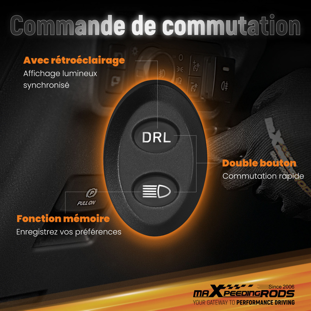 Luce di guida a LED fuoristrada con fascio di luce laterale bianco e ambra DRL