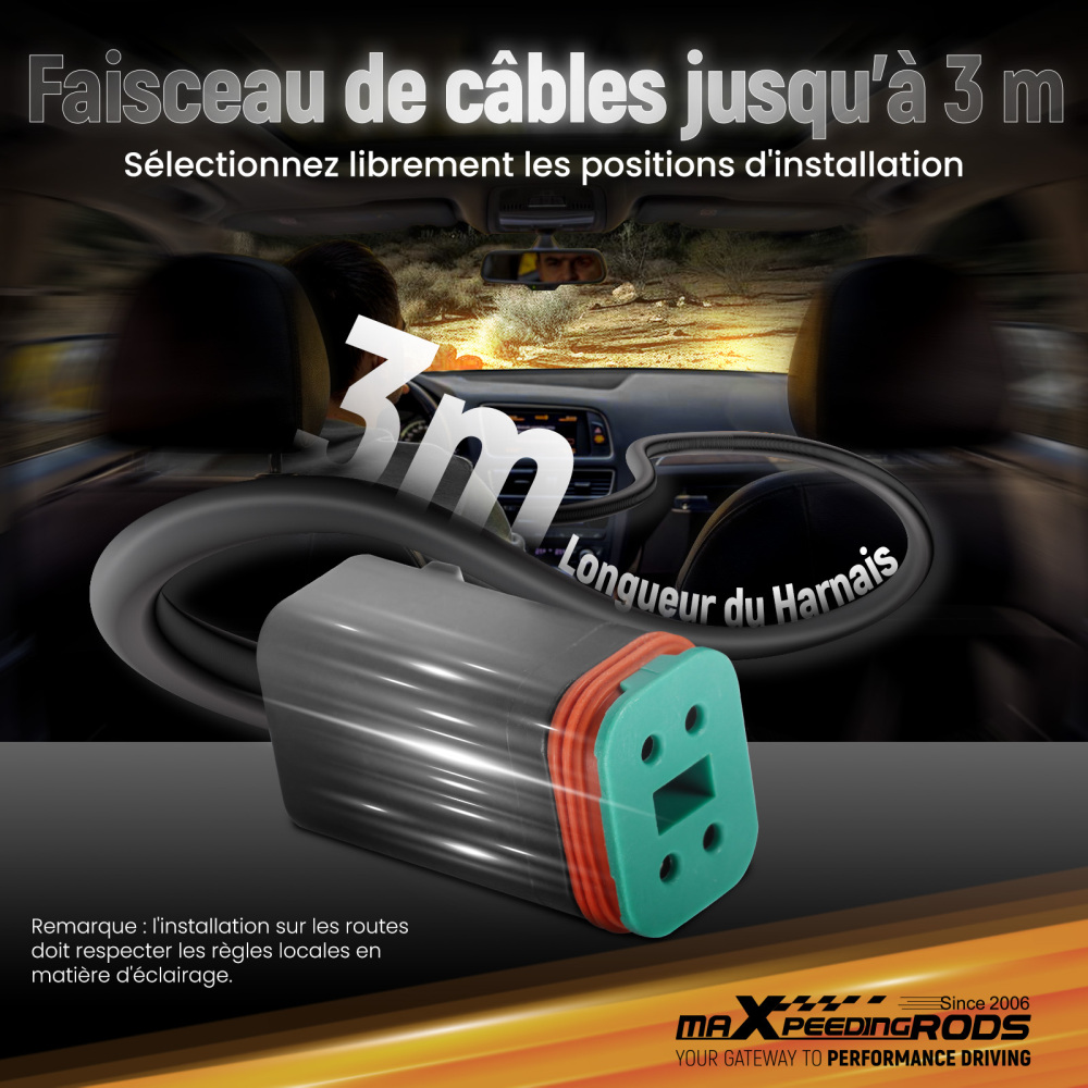 Luce di guida a LED fuoristrada con fascio di luce laterale bianco e ambra DRL