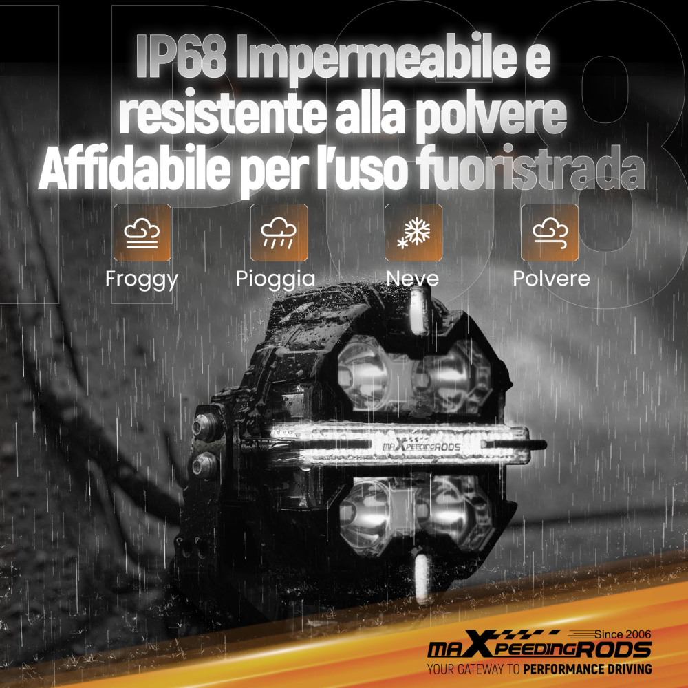 Luce di guida a LED fuoristrada con fascio di luce laterale bianco e ambra DRL