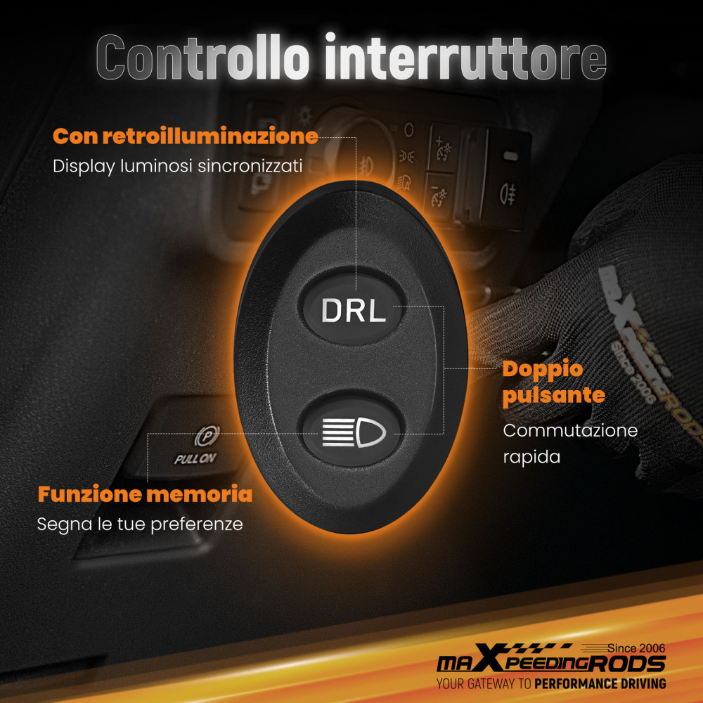 Luce di guida a LED fuoristrada con fascio di luce laterale bianco e ambra DRL