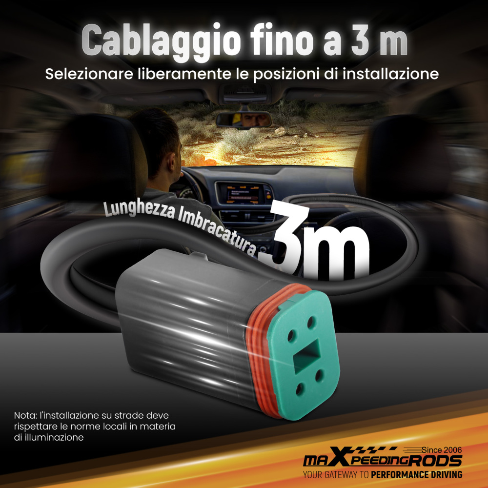 Luce di guida a LED fuoristrada con fascio di luce laterale bianco e ambra DRL