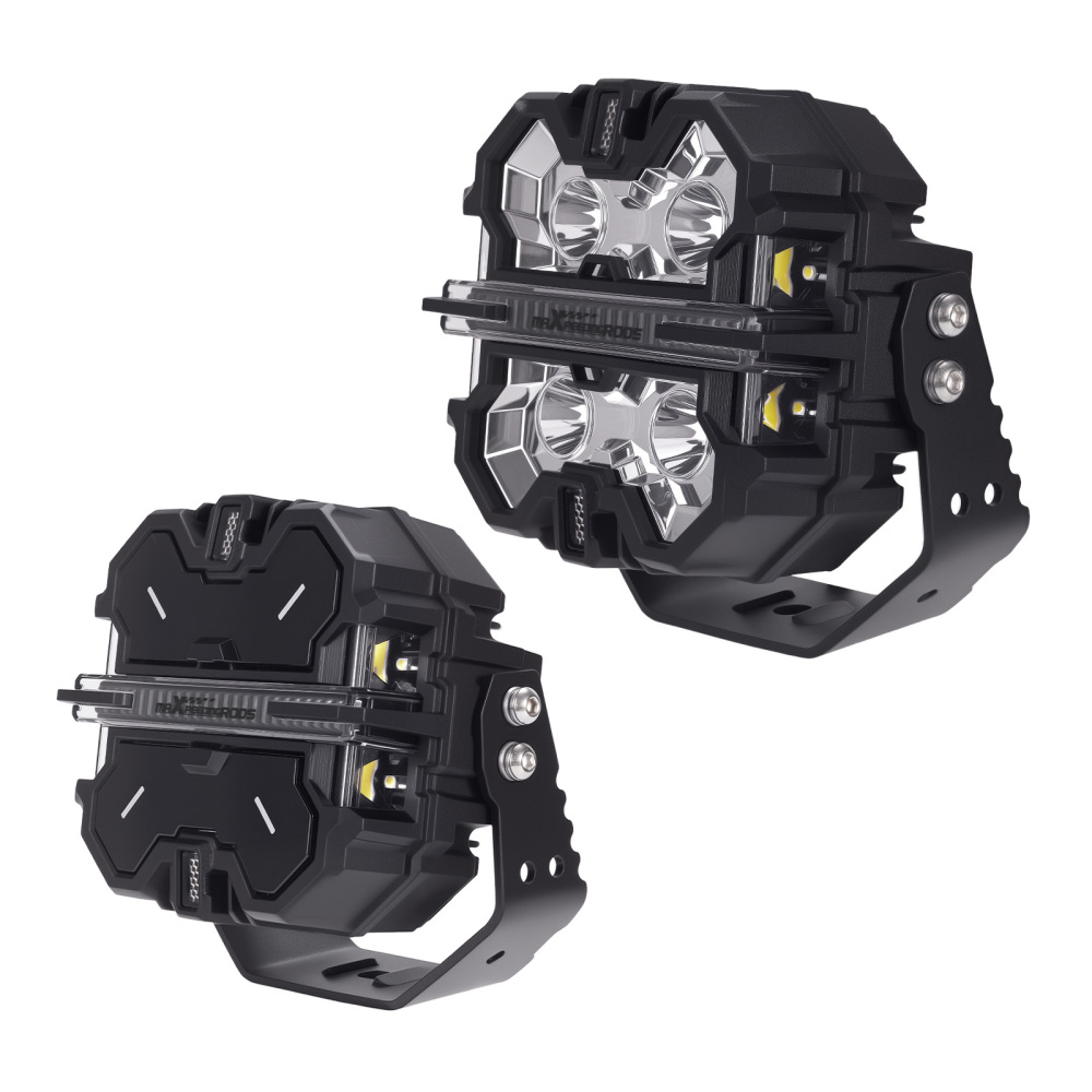 Luce di guida a LED fuoristrada con fascio di luce laterale bianco e ambra DRL