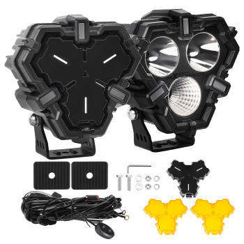 120W LED Offroad Driving Light 5 Combo Beam Yellow White Spot Flood IP68	