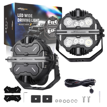 7 Inch LED Pod Lights 270° Beam Pattern Driving Auxiliary Light RGB DRL 33200LM