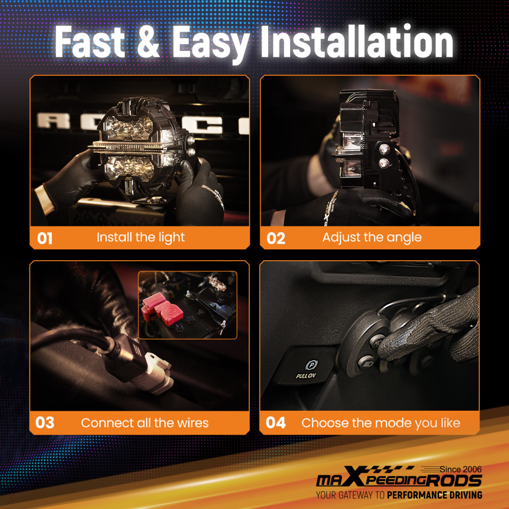 7 Matte Black LED Driving Lights Round Spot BeamSide Shooter RGB DRL Offroad