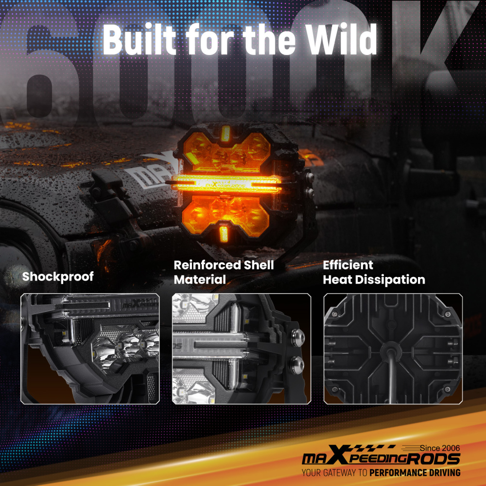 7 Matte Black LED Driving Lights Round Spot BeamSide Shooter RGB DRL Offroad