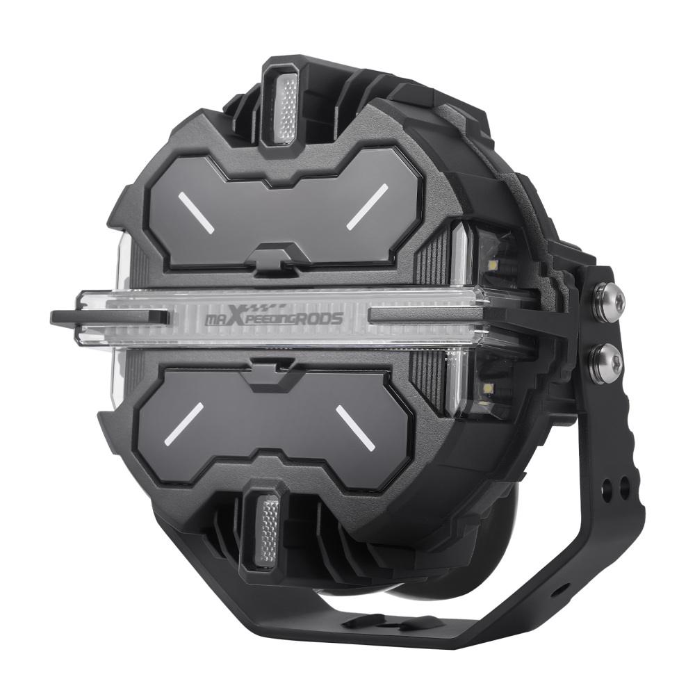 7 Matte Black LED Driving Lights Round Spot BeamSide Shooter RGB DRL Offroad