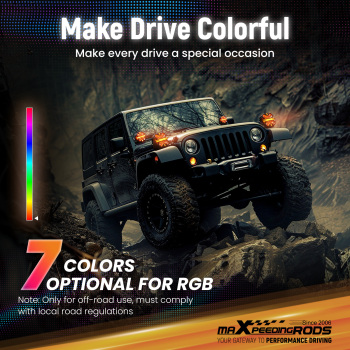 maXpeedingrods 7 inch Matte black DRL+RGB Round Universal Driving auxiliary light