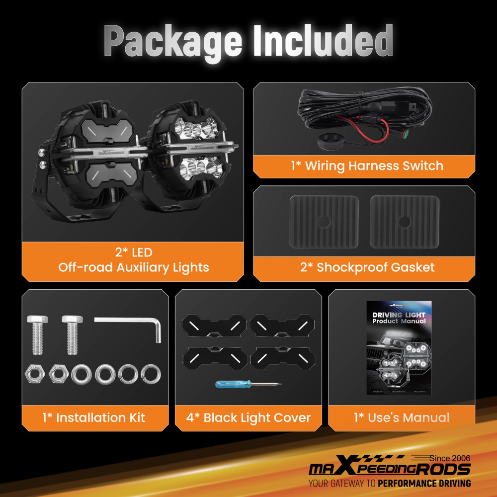 7inch Round Matte Black LED Driving Lights Spot BeamSide Shooter DRL Offroad