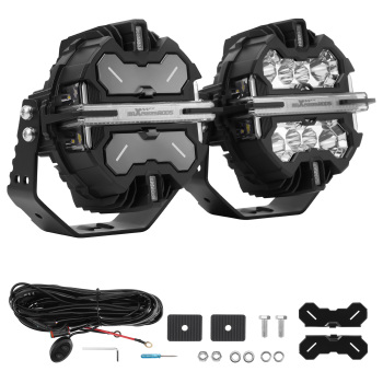 7inch Round Matte Black LED Driving Lights Spot BeamSide Shooter DRL Offroad