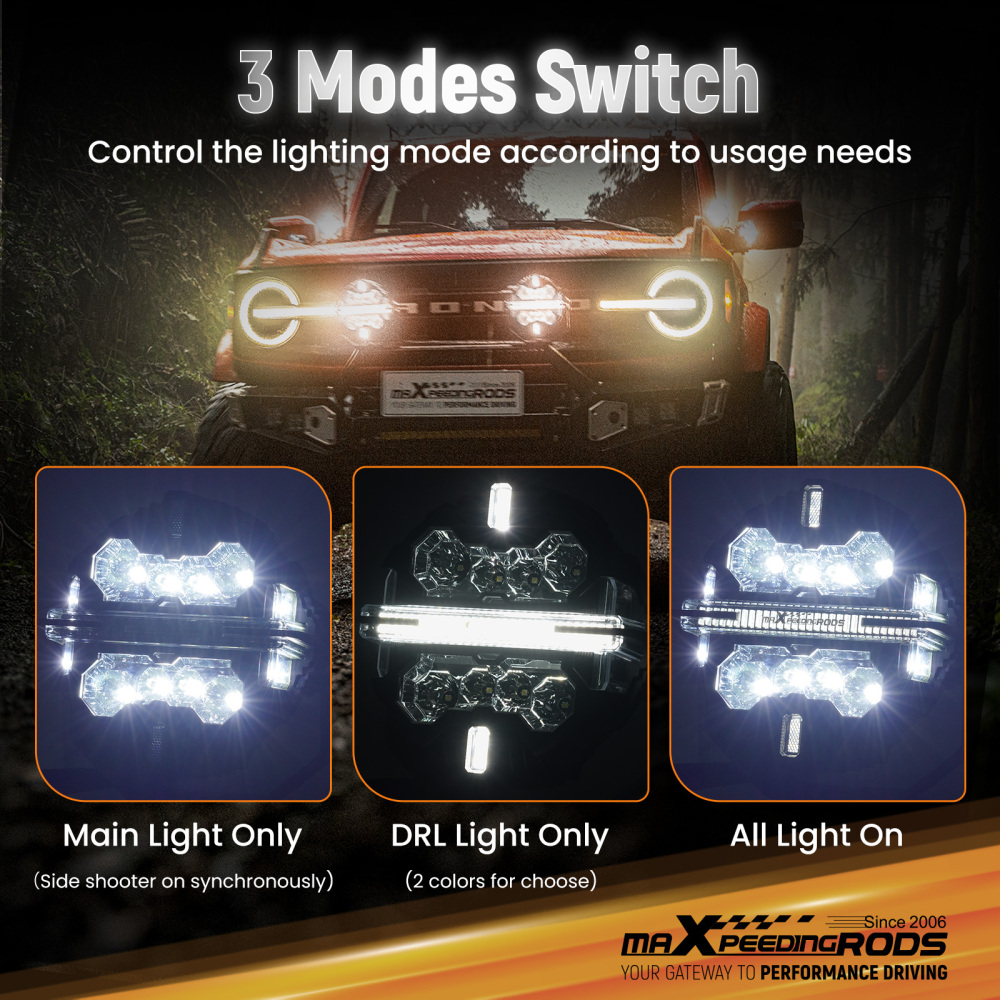 7inch Round Matte Black LED Driving Lights Spot BeamSide Shooter DRL Offroad