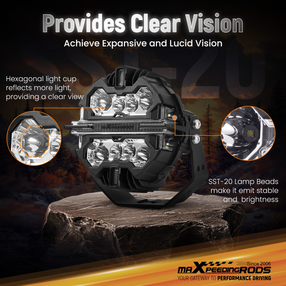 7inch Round Matte Black LED Driving Lights Spot BeamSide Shooter DRL Offroad