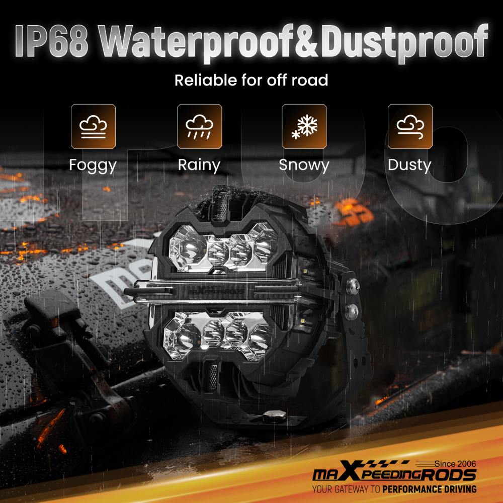 7inch Round Matte Black LED Driving Lights Spot BeamSide Shooter DRL Offroad