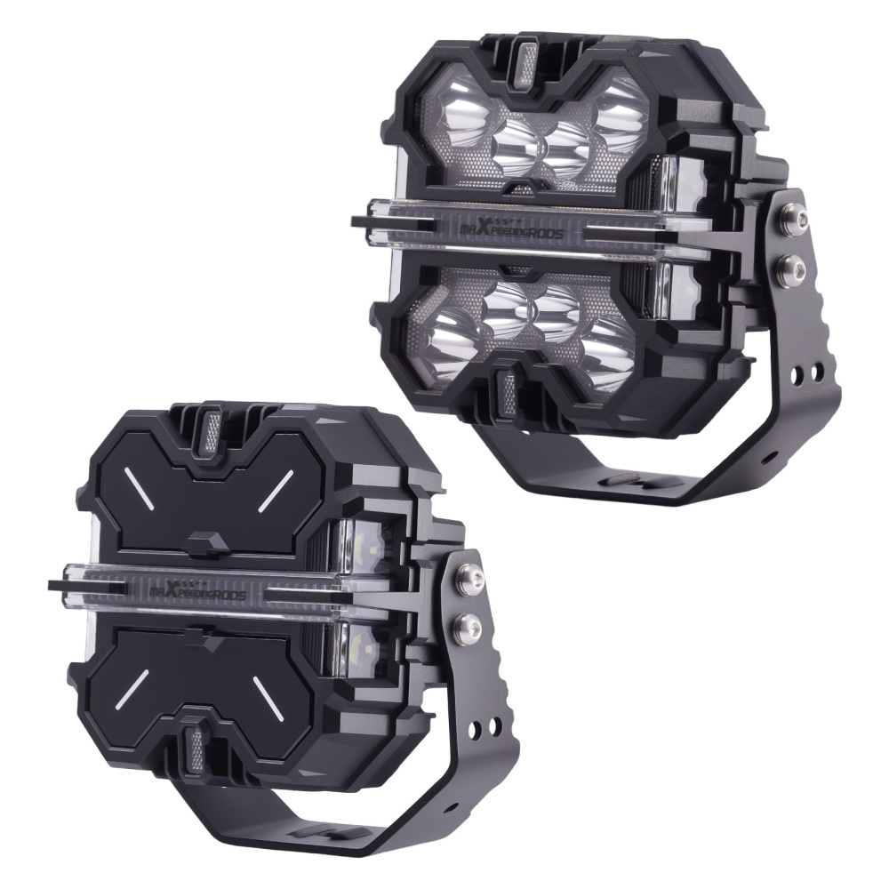 7inch LED Work Light Pods 270° Beam Pattern compatible for White+Amber DRL compatible for Jeep Gladiator