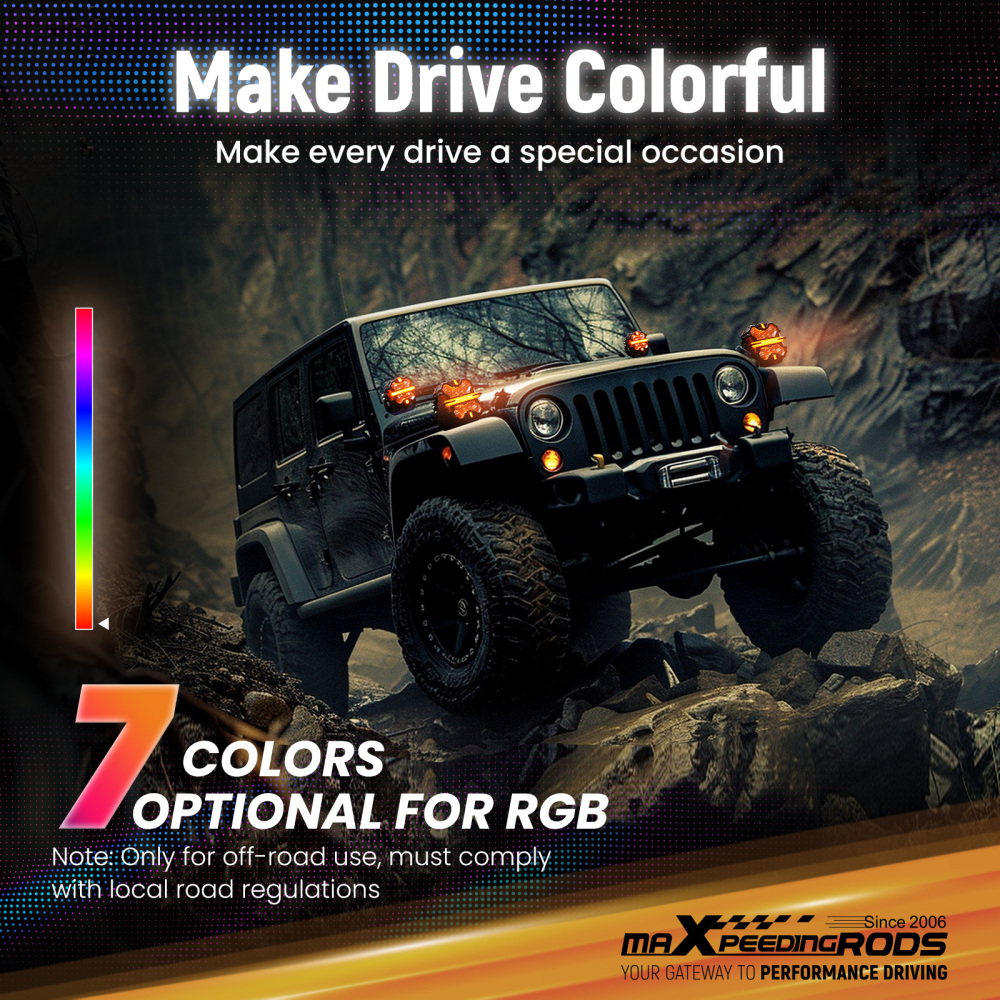 7inch Matte Black LED Driving Lights Spot BeamSide Shooter RGB DRL Offroad