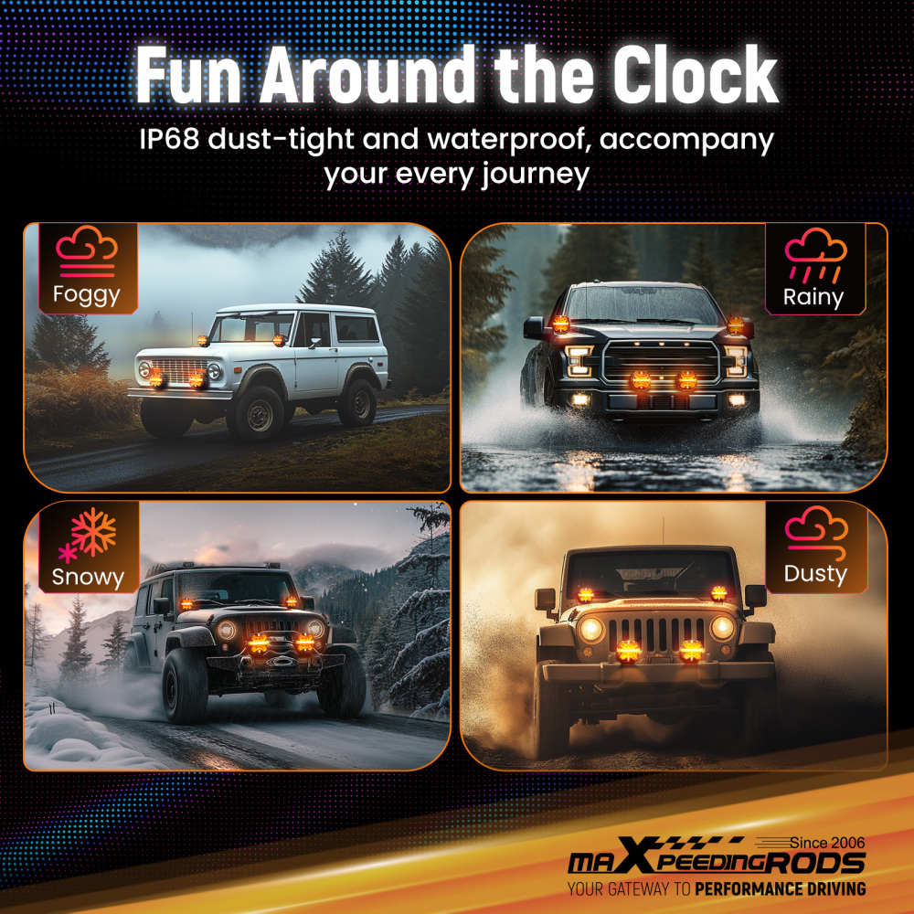 7inch Matte Black LED Driving Lights Spot BeamSide Shooter RGB DRL Offroad